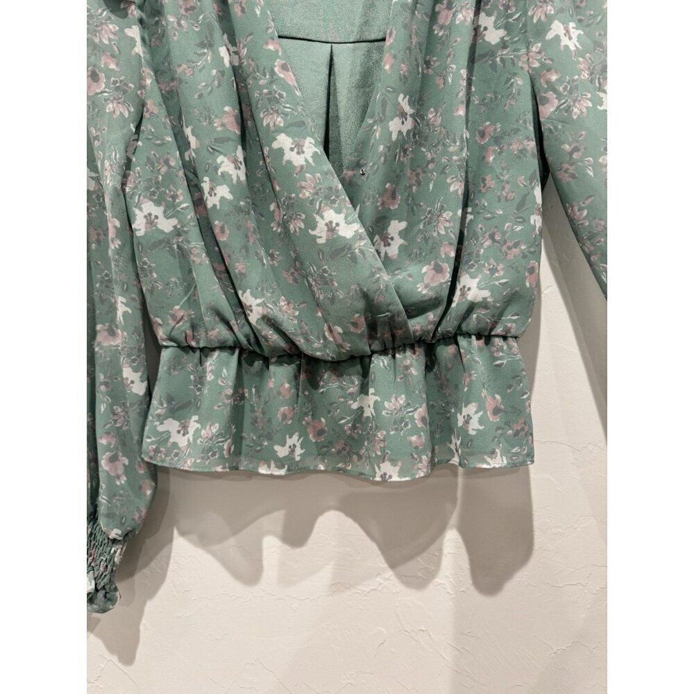 Wayf Floral Long Sleeve Top Green Size XS - Picture 8 of 9